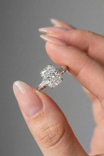 Radiant Cut Three Stone Moissanite Engagement Ring
