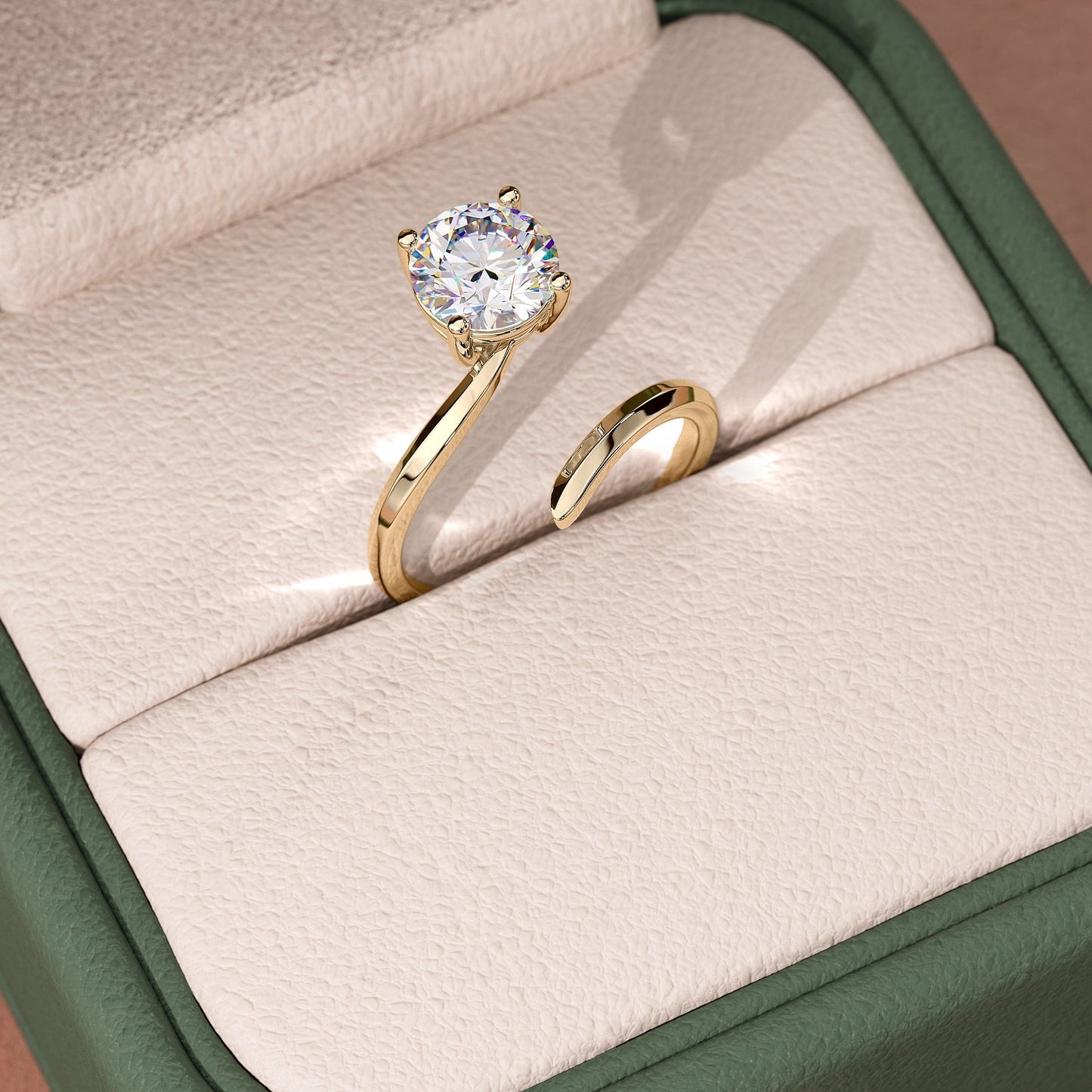 1.5 CT Round Cut Open Bypass Moissanite Engagement Ring