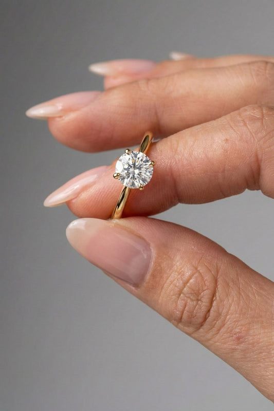 Round Cut Solitaire Moissanite Engagement Ring