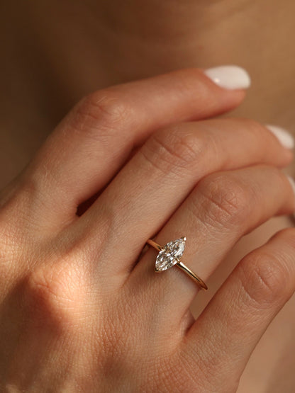 1 CT - 3 CT Marquise Cut Lab grown Diamond Solitaire Engagement Ring