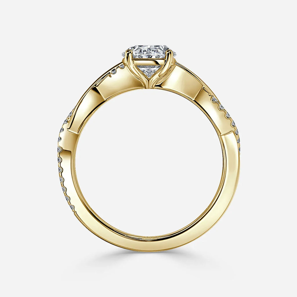 1.1 CT - 2 CT Oval Cut Twisted Pave Moissanite Engagement Ring