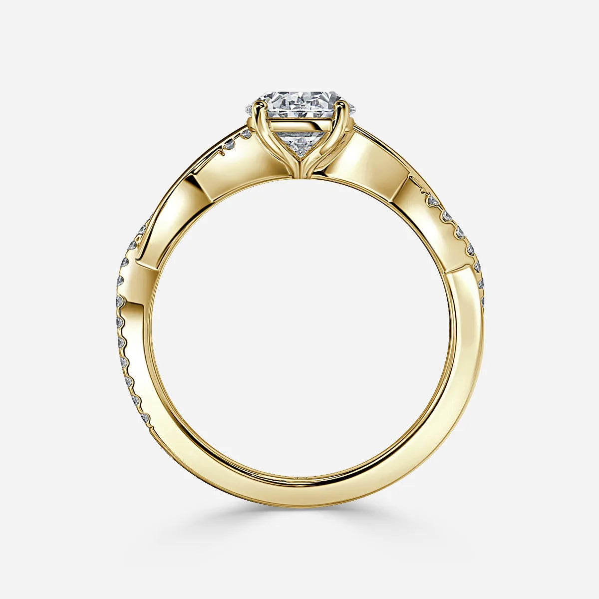 1.1 CT - 2 CT Oval Cut Twisted Pave Moissanite Engagement Ring