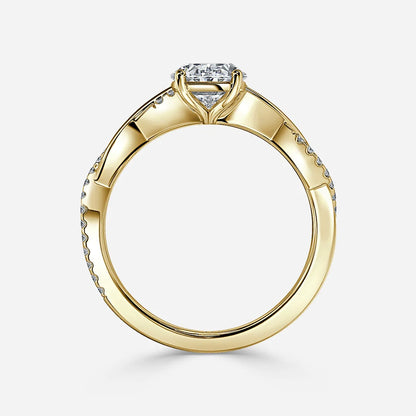 1.1 CT - 2 CT Oval Cut Twisted Pave Moissanite Engagement Ring