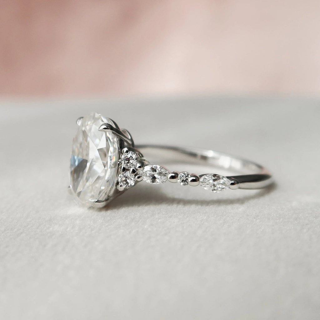 3.0 CT Oval Cut  Moissanite Half Eternity Bridal Set