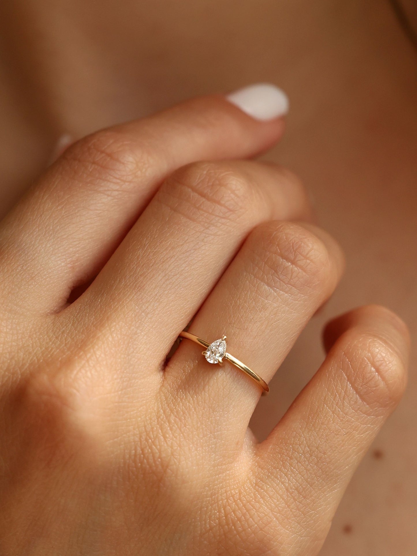 0.20 CT - 2.20 CT Pear Cut Lab grown Diamond Solitaire Engagement Ring