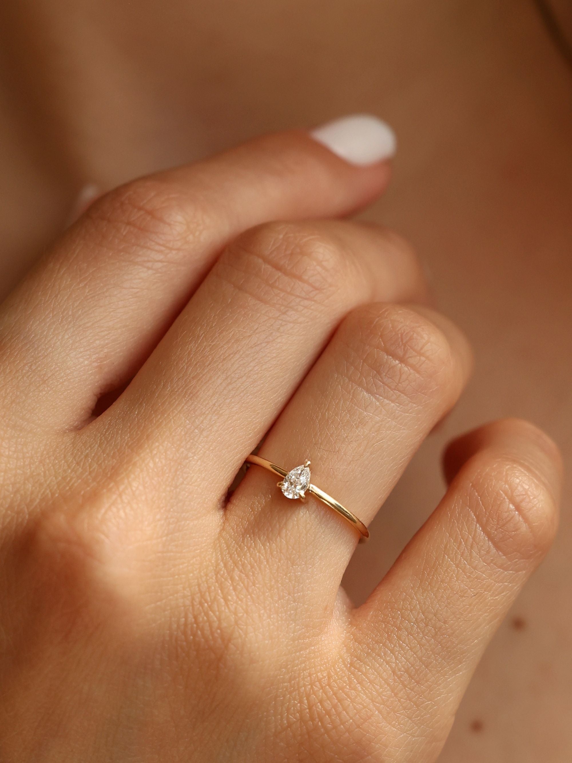0.20 CT - 2.20 CT Pear Cut Lab grown Diamond Solitaire Engagement Ring