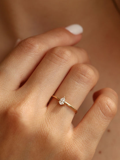 0.20 CT - 2.20 CT Pear Cut Lab grown Diamond Solitaire Engagement Ring