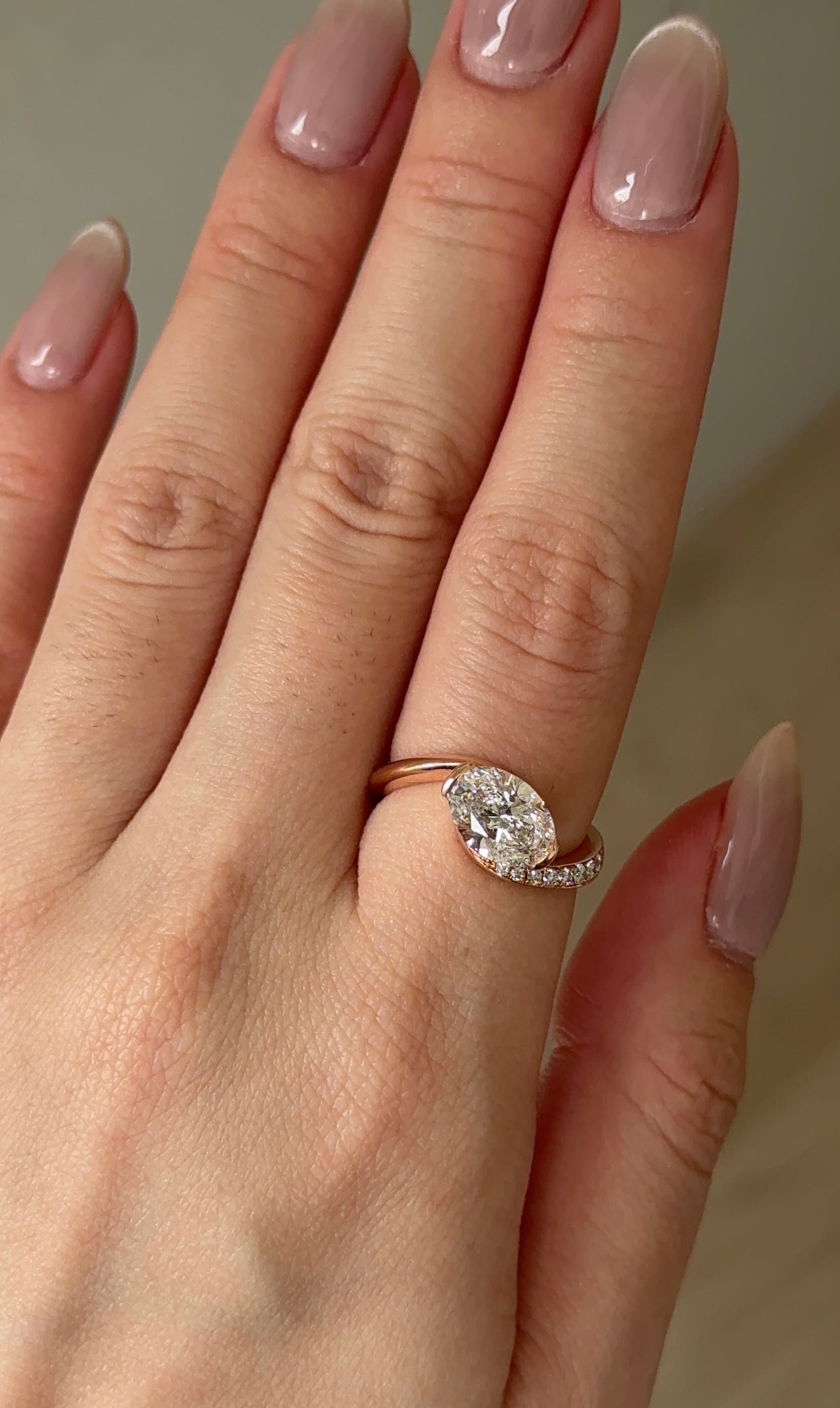 1.59 CT Oval Cut Lab grown Diamond Twisted Pave Engagement Ring