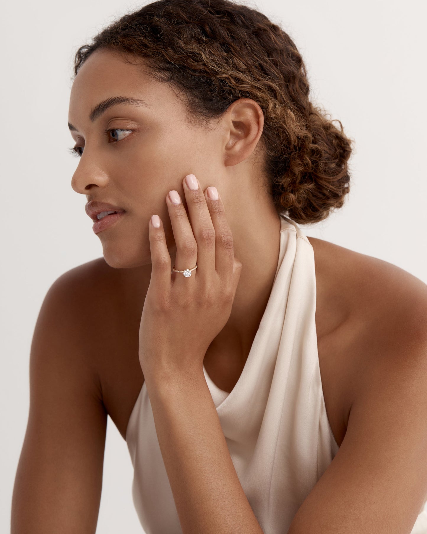 1 CT - 2 CT Round Cut Lab grown Diamond Pave Setting Engagement Ring