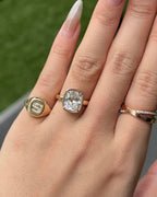 3.01 CT Cushion Lab grown Diamond Bezel Engagement Ring