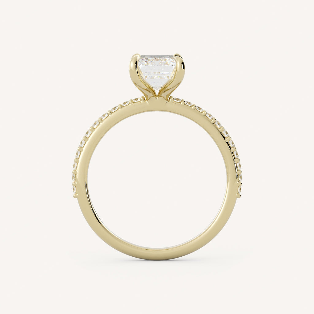 1 CT - 3 CT Emerald Cut Lab grown Diamond Pave Engagement Ring