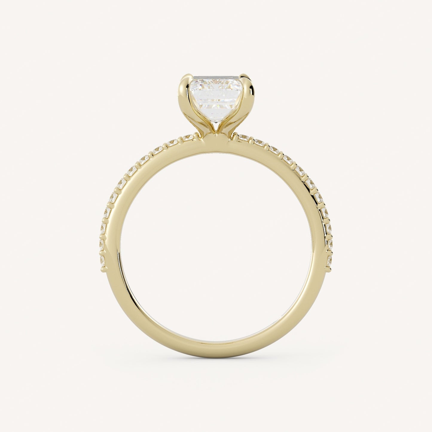 1 CT - 3 CT Emerald Cut Lab grown Diamond Pave Engagement Ring