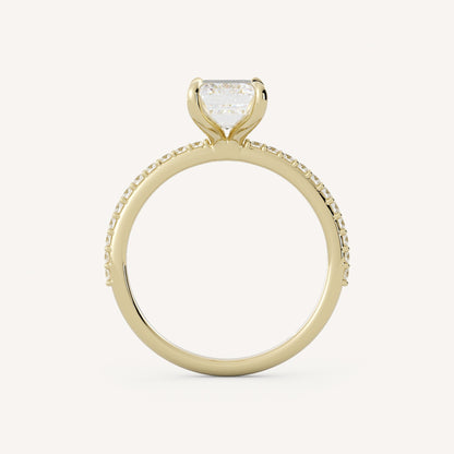 1 CT - 3 CT Emerald Cut Lab grown Diamond Pave Engagement Ring