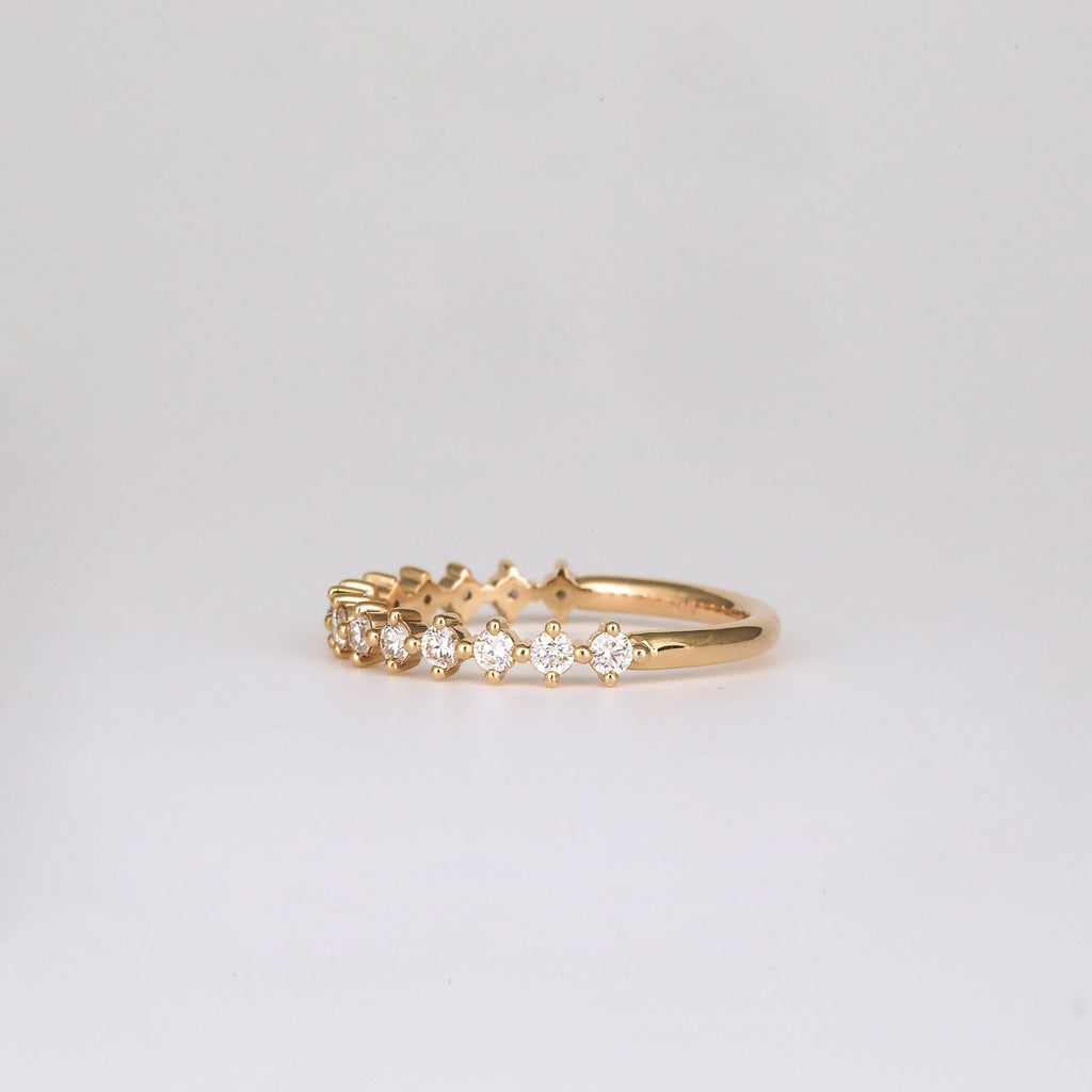 0.38 TCW Round CVD Diamond Shared Prong Half Eternity Wedding Band