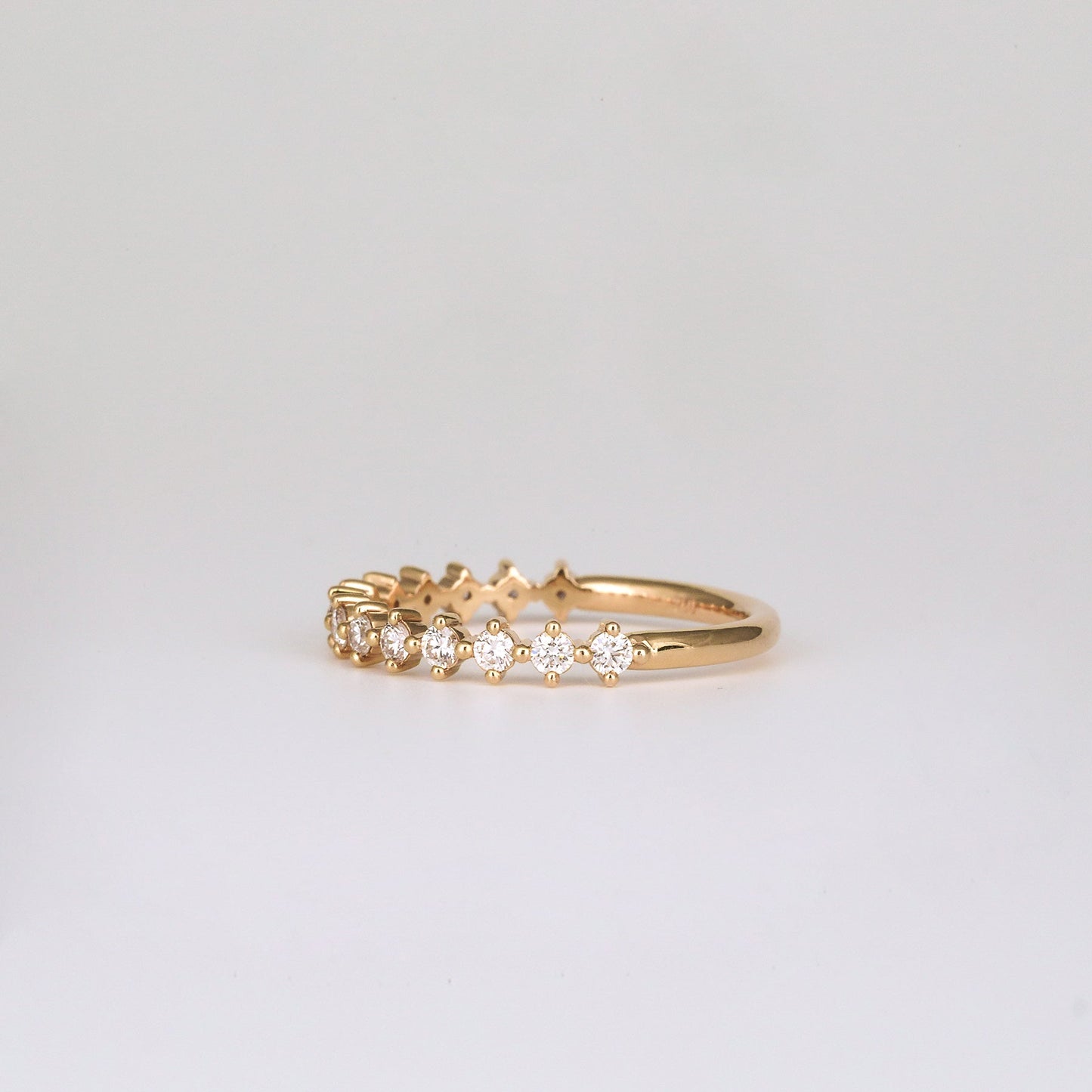 0.38 TCW Round CVD Diamond Shared Prong Half Eternity Wedding Band