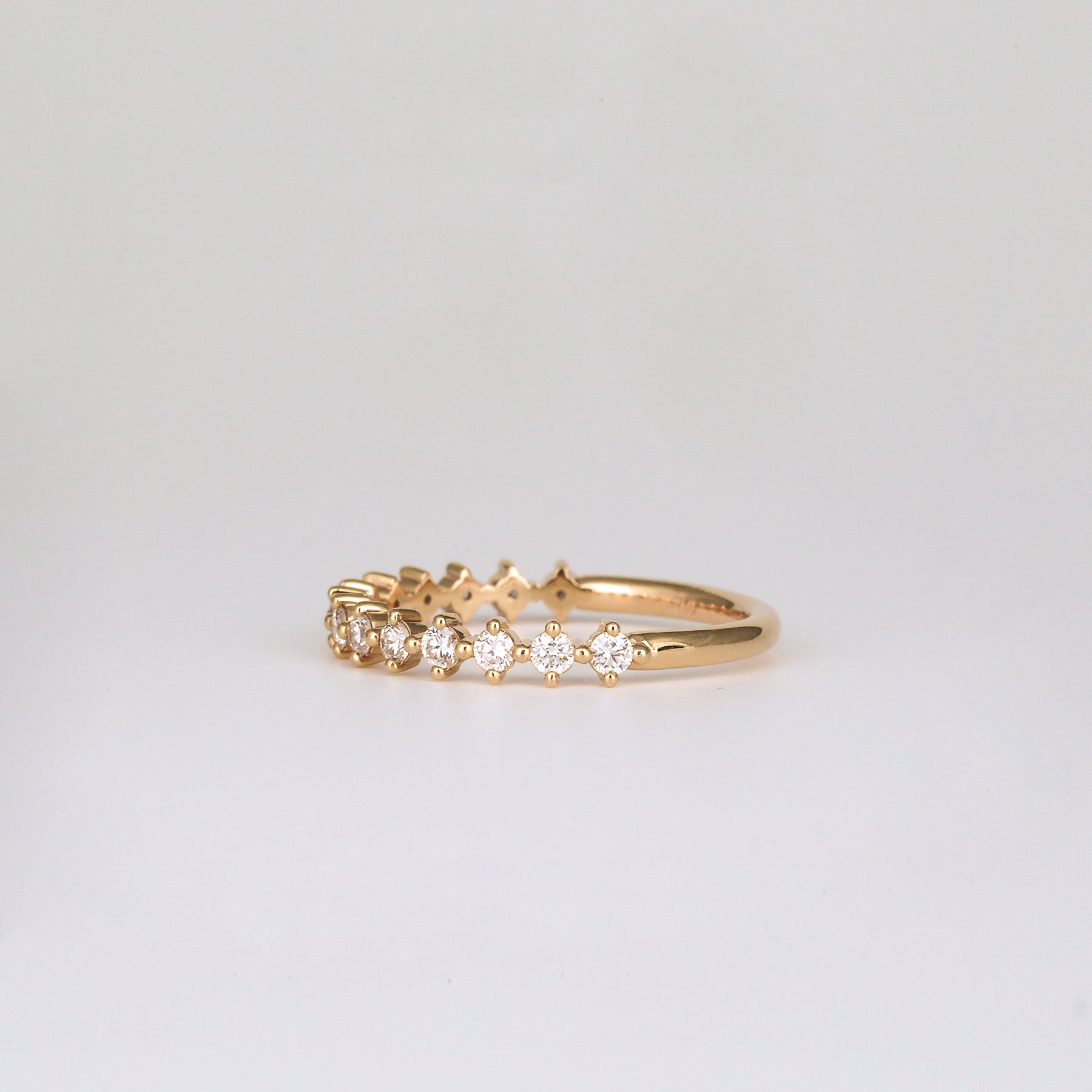 0.38 TCW Round CVD Diamond Shared Prong Half Eternity Wedding Band