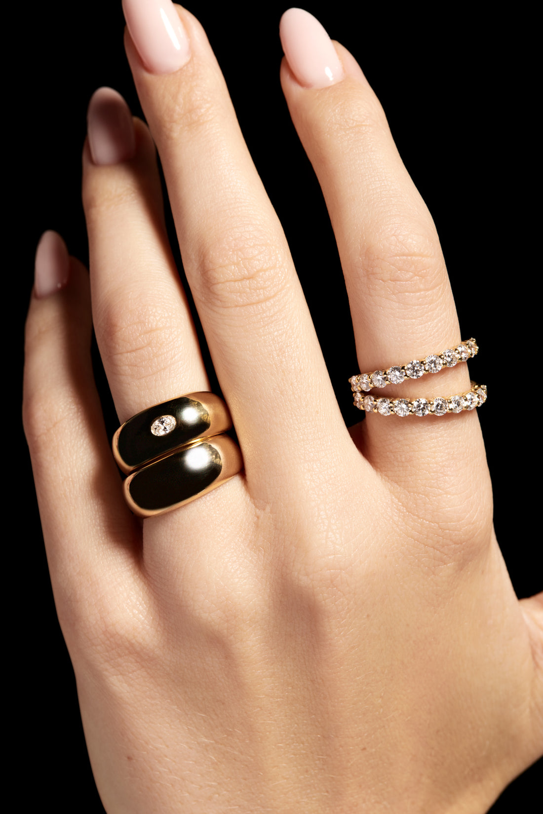 1.3 TCW Round Moissanite Double Band Wedding Band