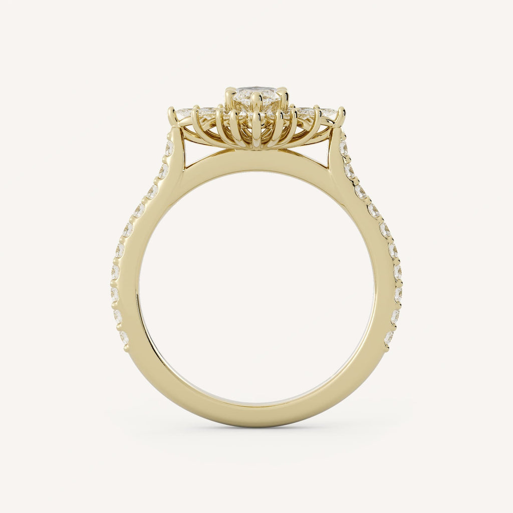 0.5 CT - 1 CT Marquise Cut Lab grown Diamond Halo & Pave Setting Engagement Ring