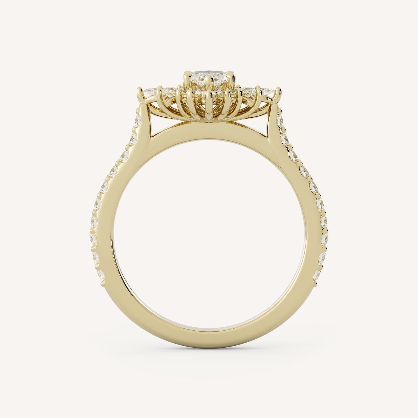 0.5 CT - 1 CT Marquise Cut Lab grown Diamond Halo & Pave Setting Engagement Ring