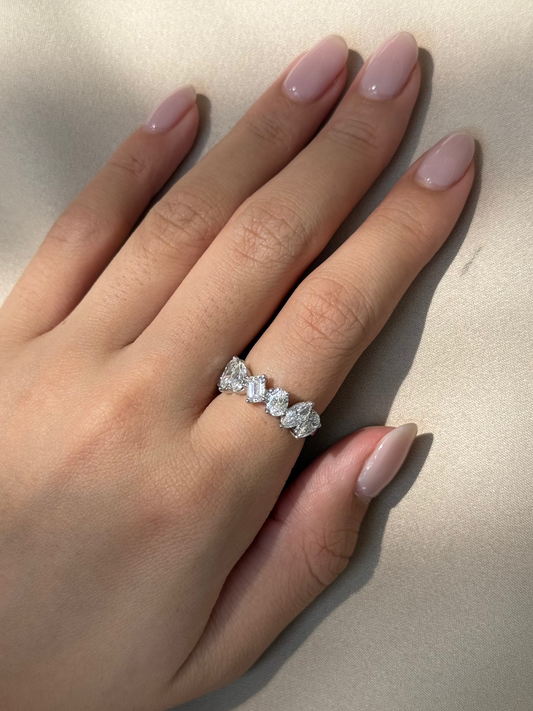 1.91 TCW Mix Fancy CVD Diamond Half Eternity Wedding Band