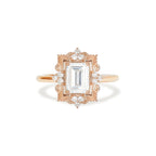 1.5 CT Emerald Cut Moissanite Florentine Mosaic Engagement Ring
