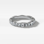 0.9 TCW Round CVD Diamond Pave Ripple Wedding Band