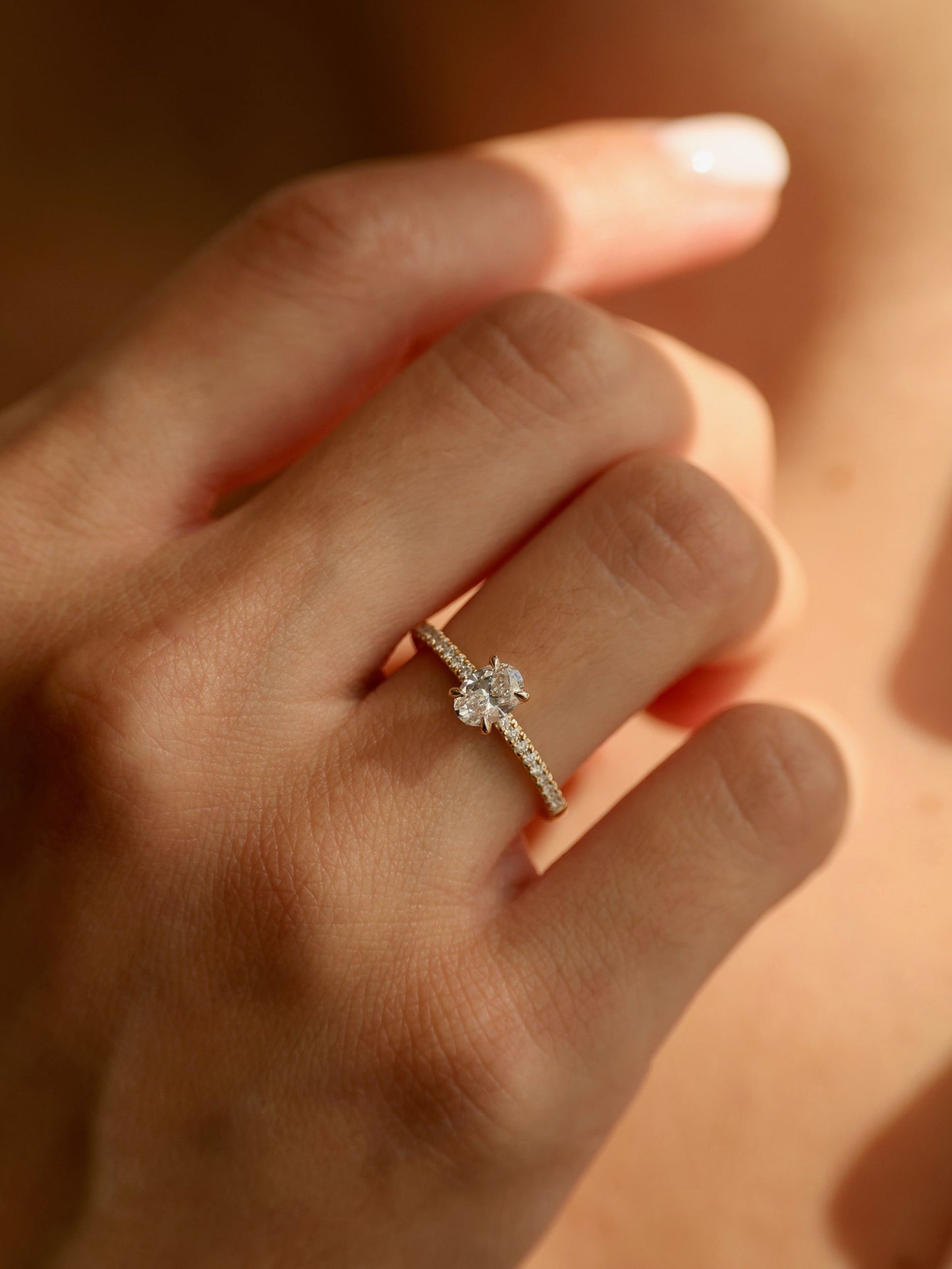 0.5 CT - 2.5 CT Oval Cut Lab grown Diamond Pave Engagement Ring