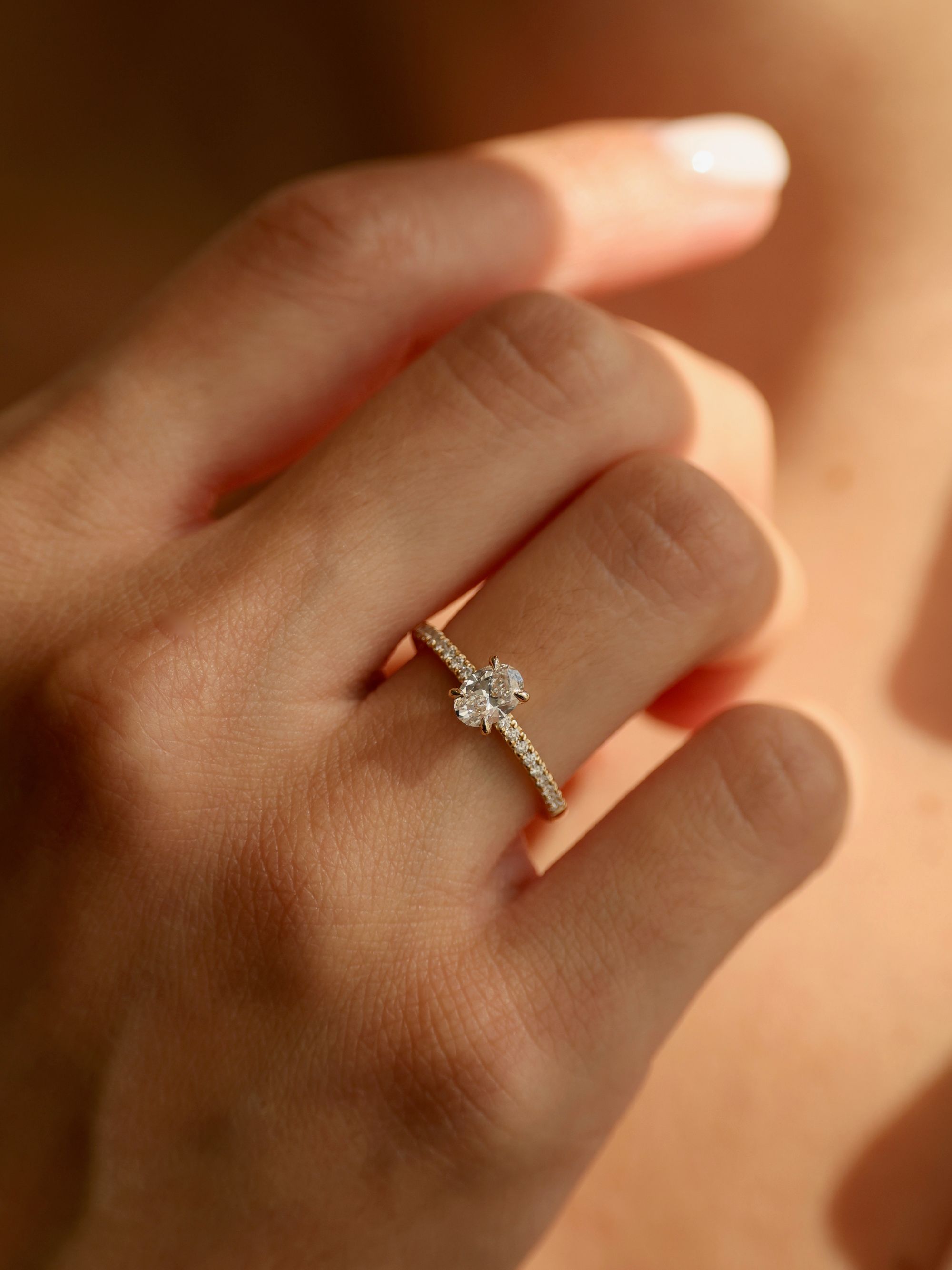 0.5 CT - 2.5 CT Oval Cut Lab grown Diamond Pave Engagement Ring