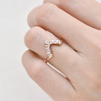 0.15 TCW Marquise & Round Moissanite Cluster Curved Wedding Band