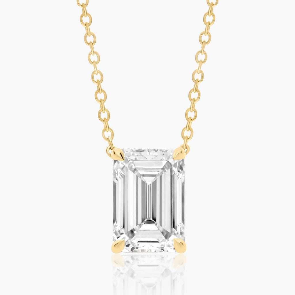 0.25 - 3.00 CT Emerald Cut Moissanite Diamond Solitaire Necklace