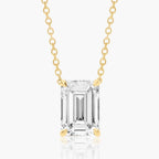 0.25 - 3.00 CT Emerald Cut Moissanite Diamond Solitaire Necklace