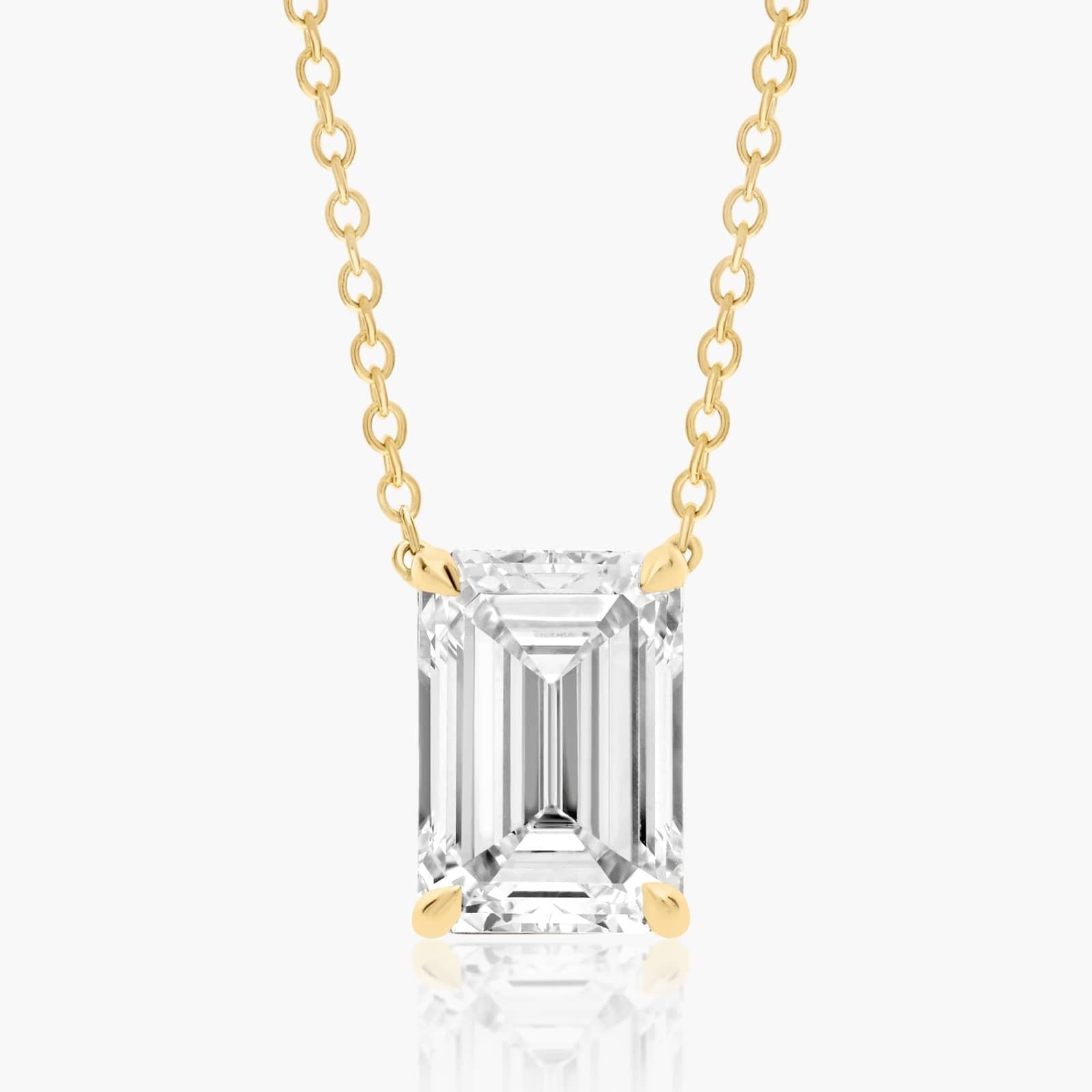 0.25 - 3.00 CT Emerald Cut Moissanite Diamond Solitaire Necklace