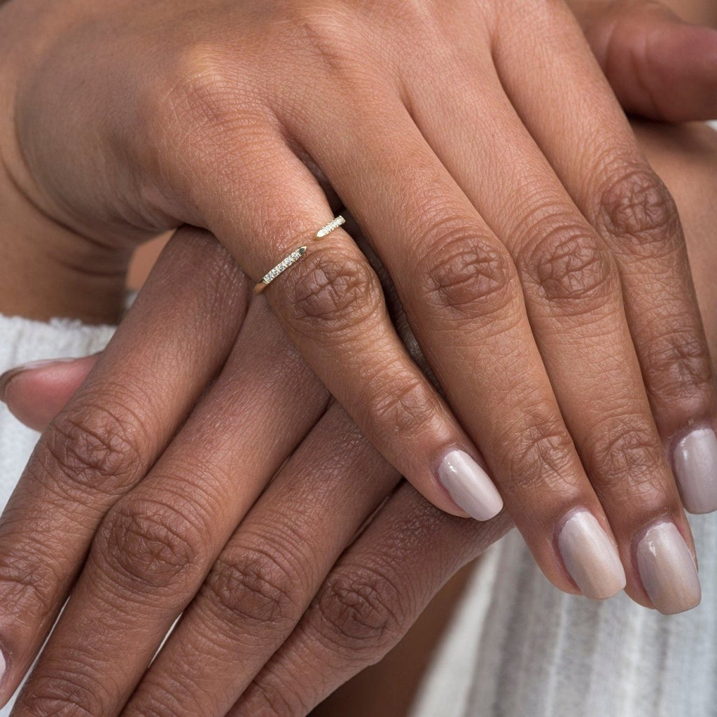 0.08 TCW Round Moissanite Open Cuff Wedding Band