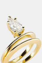 0.8 CT - 1.5 CT Pear Cut Lab grown Diamond Double Band Engagement Ring