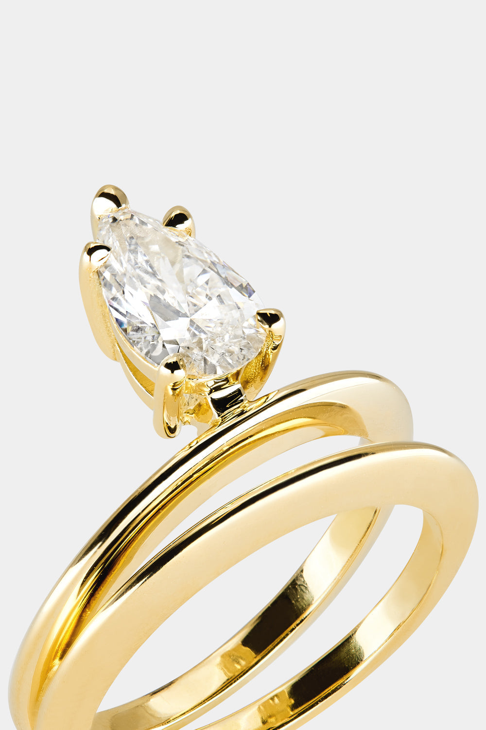0.8 CT - 1.5 CT Pear Cut Lab grown Diamond Double Band Engagement Ring