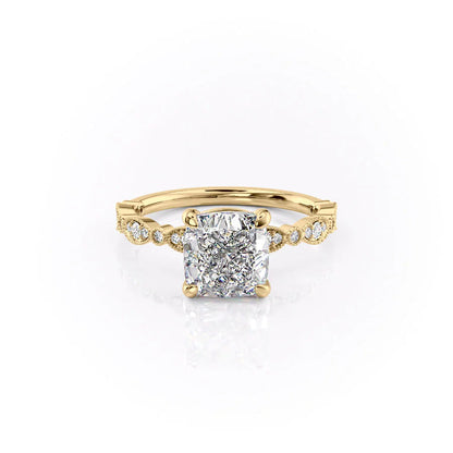 2 CT - 3 CT Cushion Cut Milgrain Pave Style Moissanite Engagement Ring