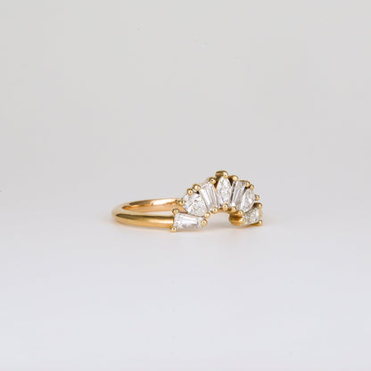 0.6 TCW Multi Shape CVD Diamond Fan Curved Wedding Band