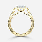 2 CT - 3 CT East-West Oval Cut Halo Vintage Style Moissanite Engagement Ring