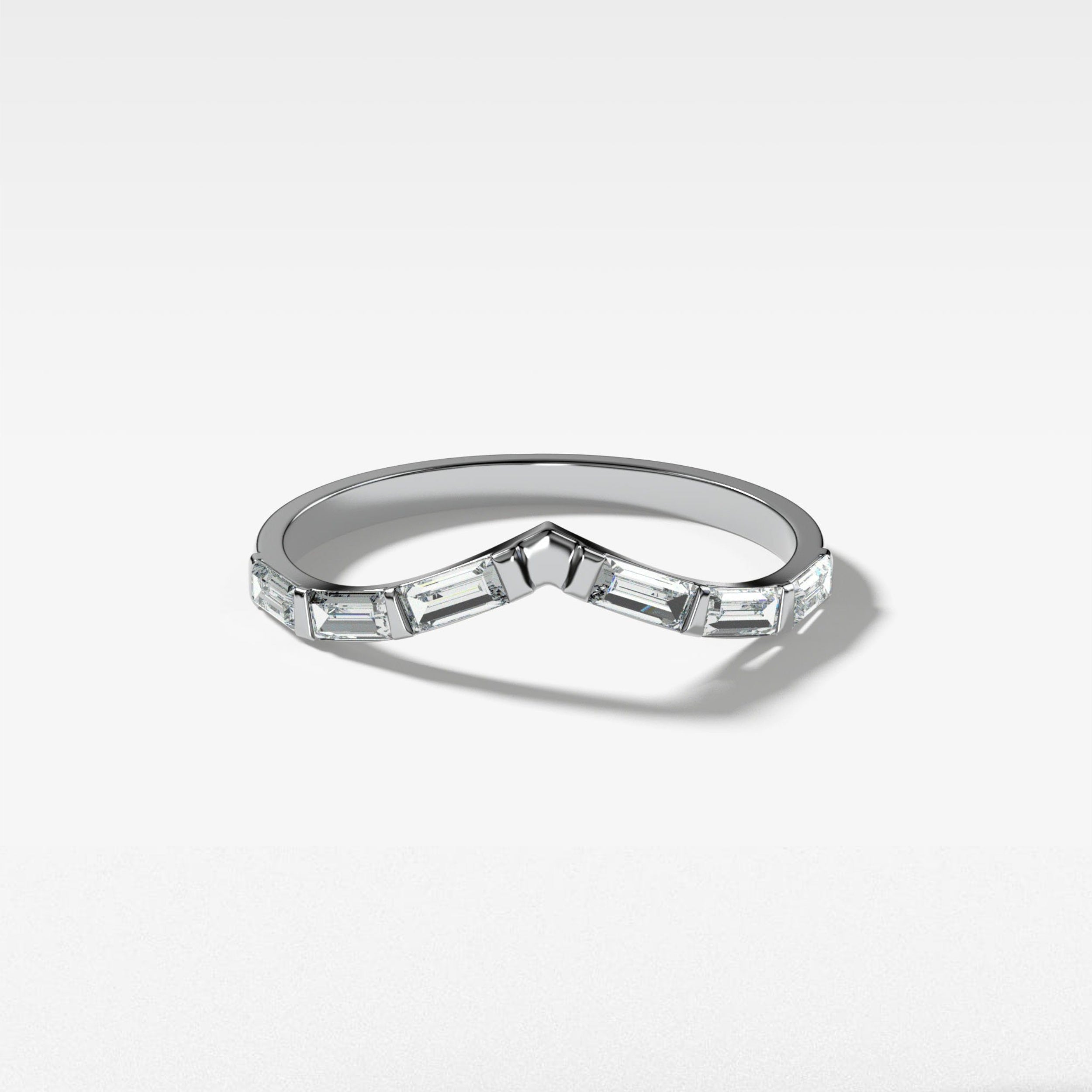 0.32 TCW Baguette CVD Diamond Chevron Bar Set Wedding Band