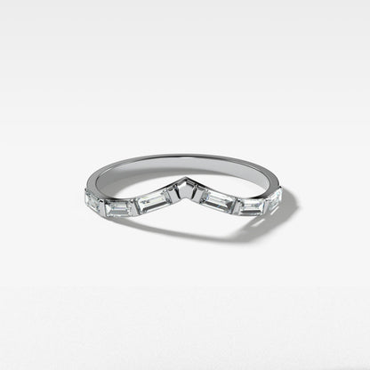 0.32 TCW Baguette CVD Diamond Chevron Bar Set Wedding Band