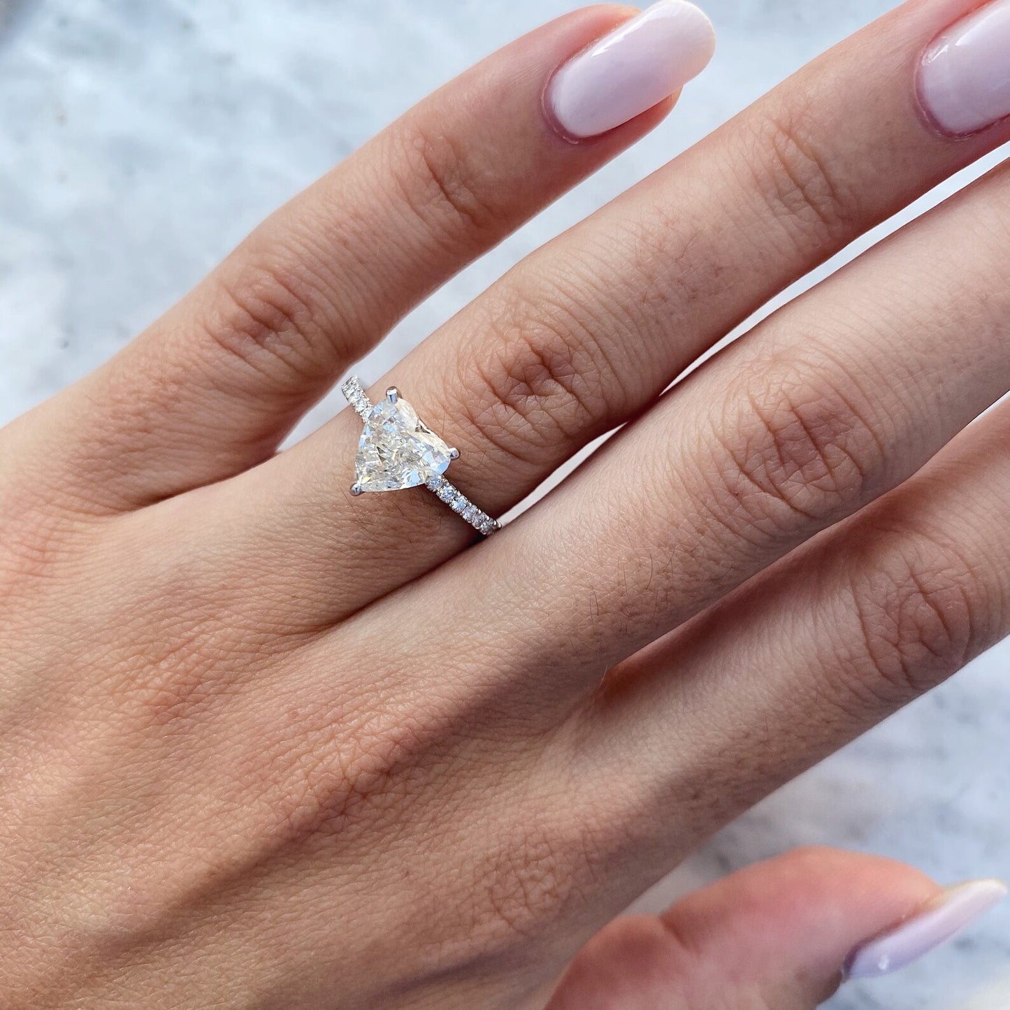 1 CT Heart Cut Pave Moissanite Engagement Ring