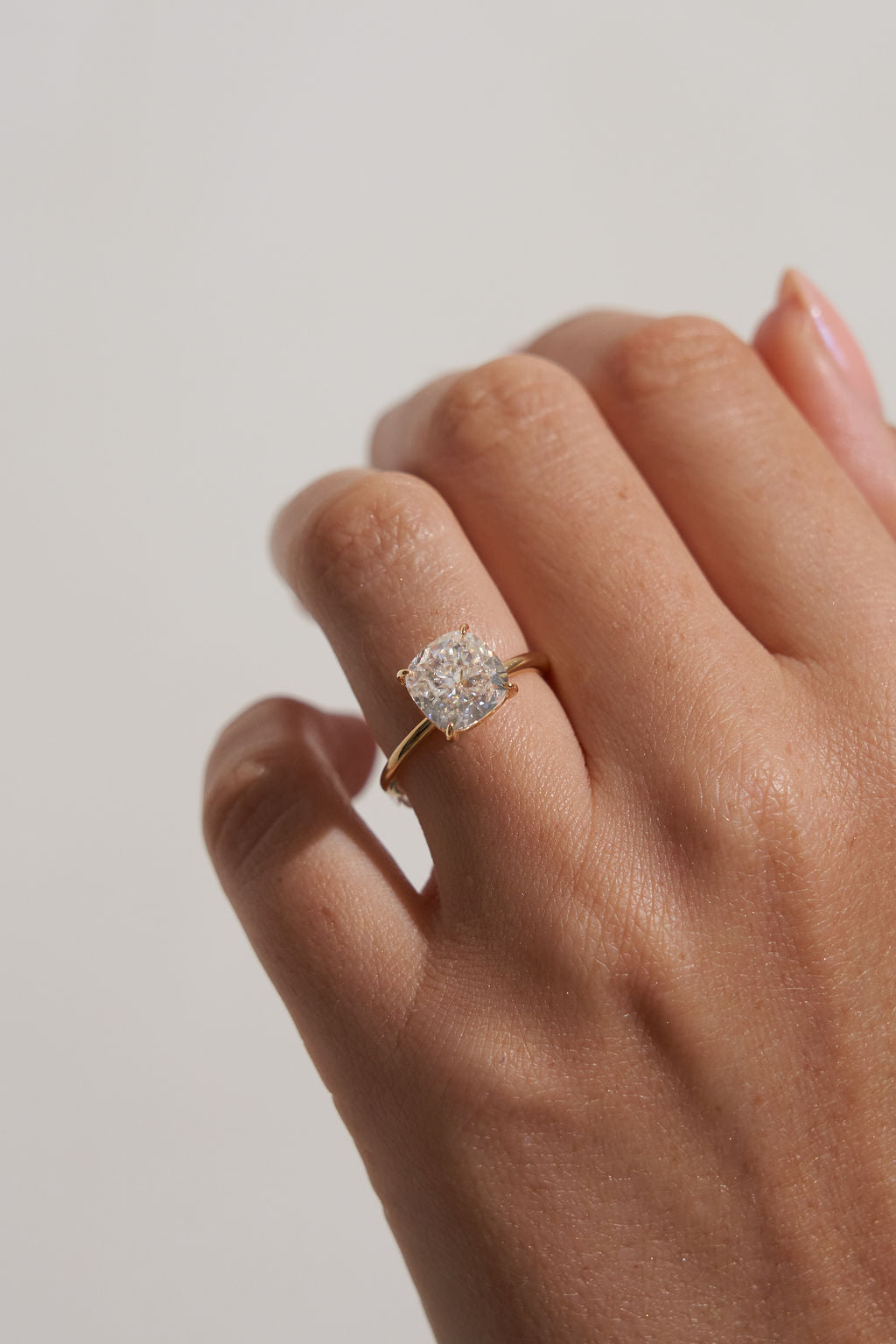 1 CT - 2 CT Cushion Cut Solitaire Moissanite Engagement Ring