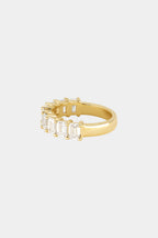 1.1 TCW Emerald Moissanite Half Eternity Wedding Band