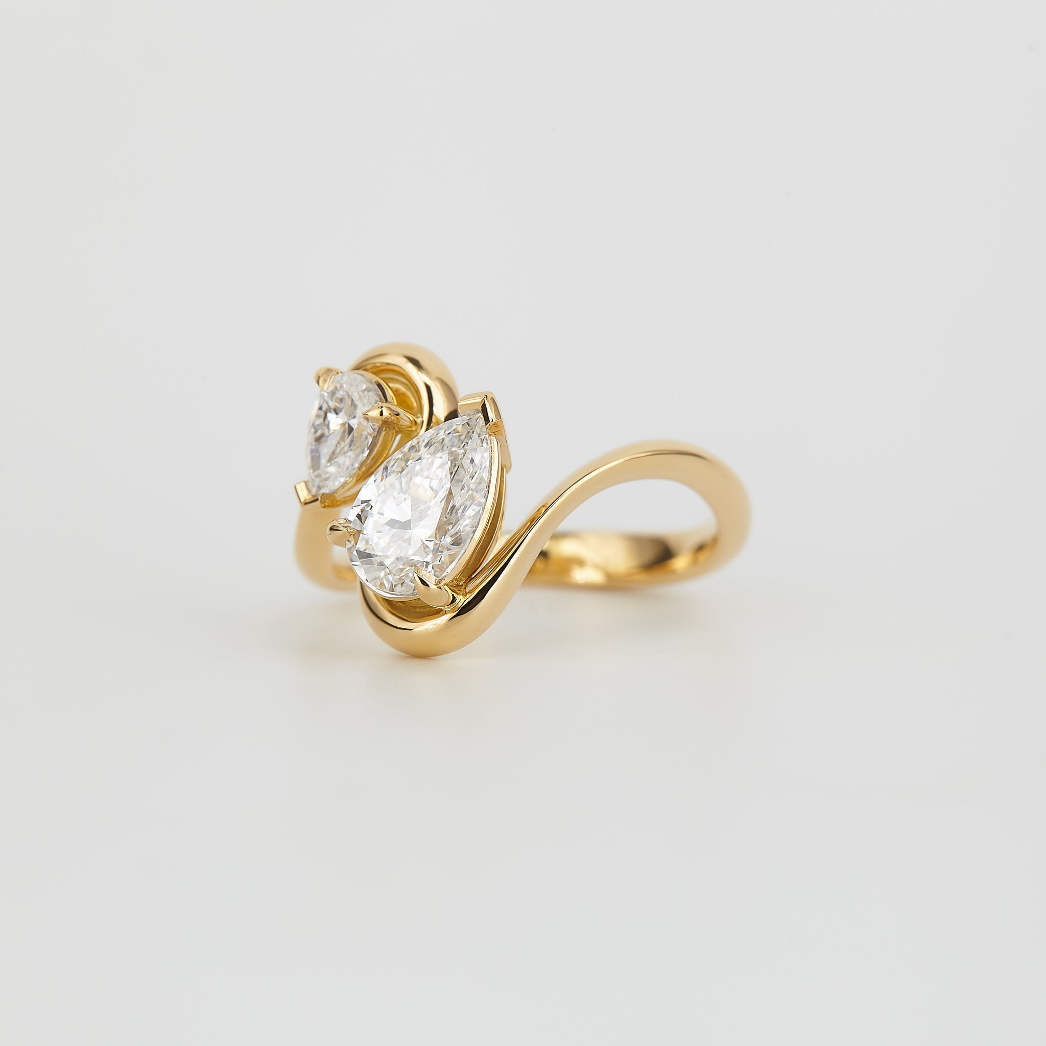 1.37 TCW Pear Cut Lab grown Diamond Two Stone Engagement Ring