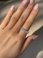 2.1 TCW Oval CVD Diamond Half Eternity with Shared Prong Wedding Band