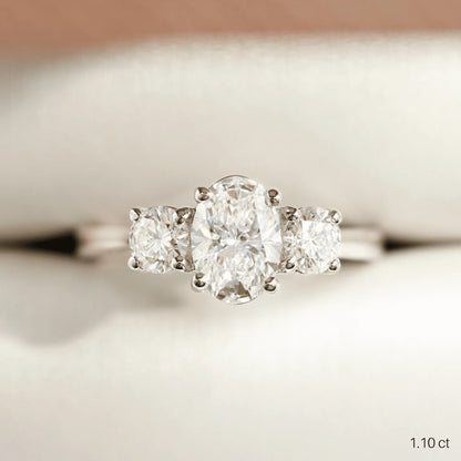1 CT Oval Cut Three Stone Moissanite Engagement Ring