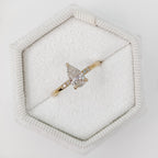0.77 CT Pear Cut Pave Moissanite Engagement Ring