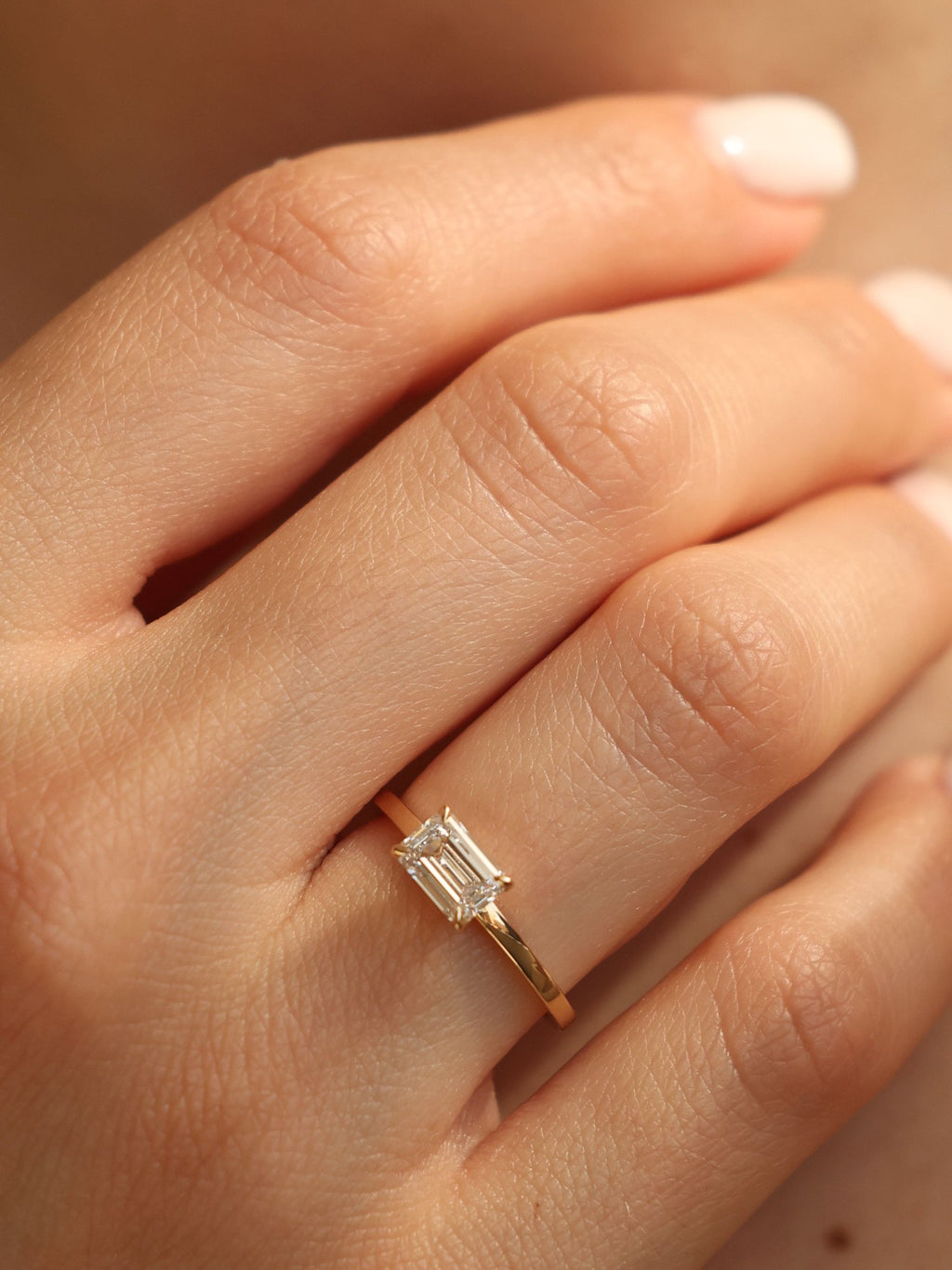 1 CT - 3 CT East-West Emerald Cut Lab grown Diamond Solitaire Engagement Ring
