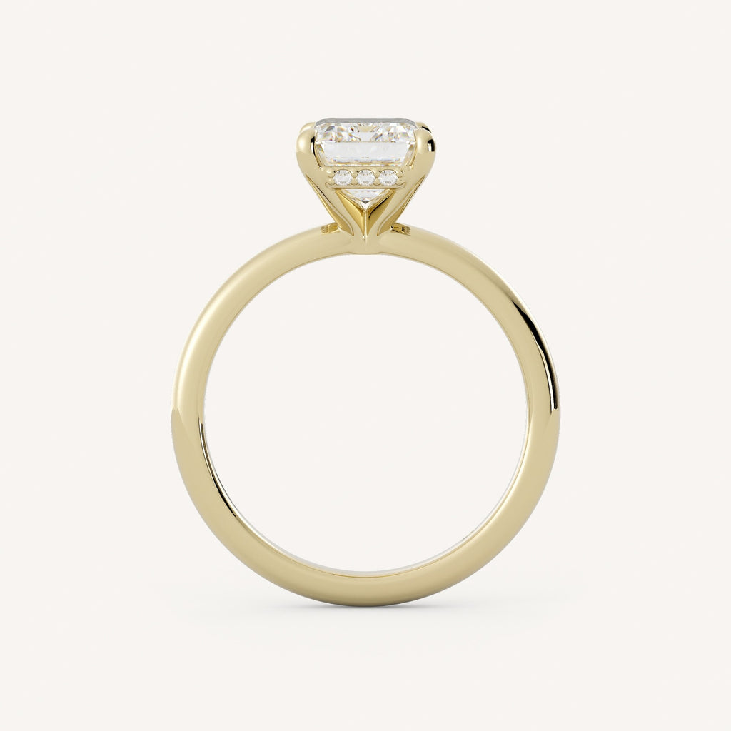 1 CT - 3 CT Emerald Cut Lab grown Diamond Hidden Halo Engagement Ring