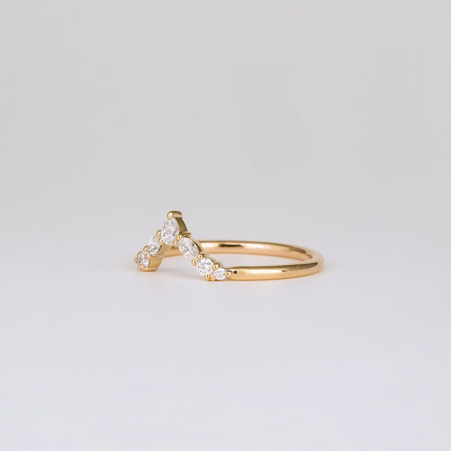 0.17 TCW Marquise, Pear & Round CVD Diamond V-Shaped Wedding Band